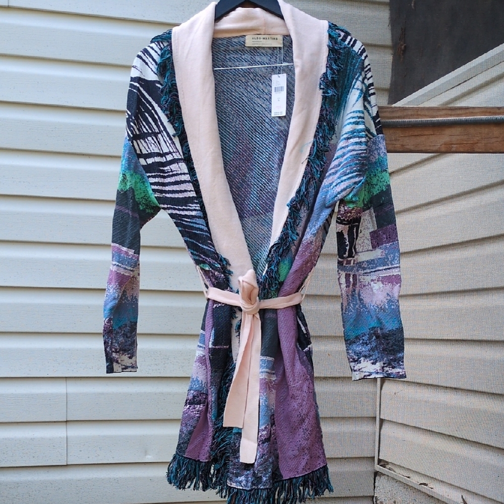NEW NWT Anthropologie Aldomartins Moira Fringed Cardigan in Sunset Size Small - Picture 4 of 6